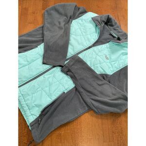 New Balance NB Womens Size 1X Teal Gray Quilted Full Zip Fleece Jacket